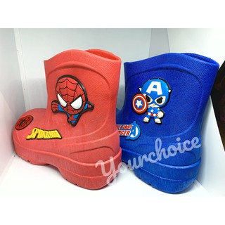 รองเท้าบูทเด็ก Marvel Spiderman Captain America รองเท้าบู๊ทเด็ก กันน้ำ กันฝน BM01