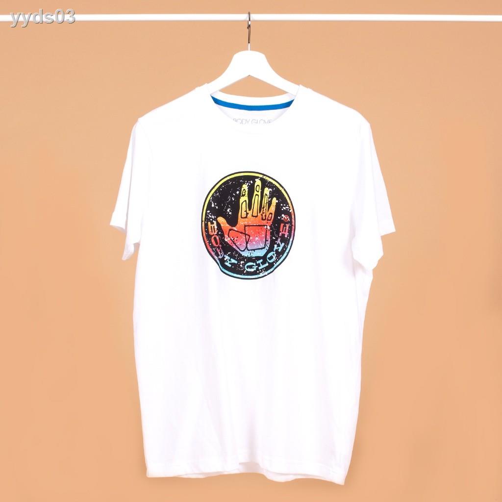 ☫✔BODY GLOVE Unisex Graphic Tee Cotton T-Shirt เสื้อยืด สีขาว-00