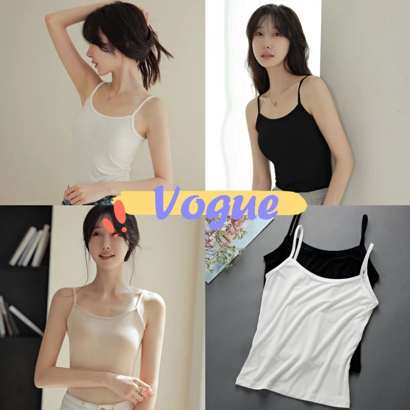 Vogue🌟พร้อมส่ง🌟 เสื้อสายเดี่ยว ผ้าบางใส่สบายมากสีพื้น ราคาถูก (ZM-3) -H