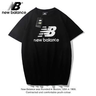 เสื้อยืดโอเวอร์ไซส์new balance เสื้อยืดลําลองสําหรับ unisex ผ้าฝ้ายแขนสั้นพิมพ์ลายโลโก้ขนาดพลัส m - xxlS-3XL