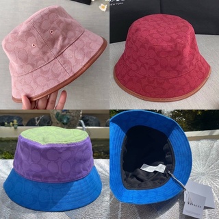 🎀 (สด-ผ่อน) หมวก COACH C8885 แดง ชมพู C9123 ม่วงฟ้า COACH Signature Jacquard Bucket Hat