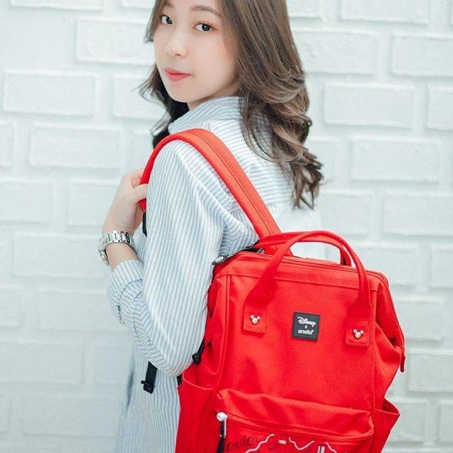 กระเป๋า Anello Backpack Mini Disney X รุ่น  DT-G008 สีแดง แบบใหม่ มาแรง แท้💯% พร้อมส่ง