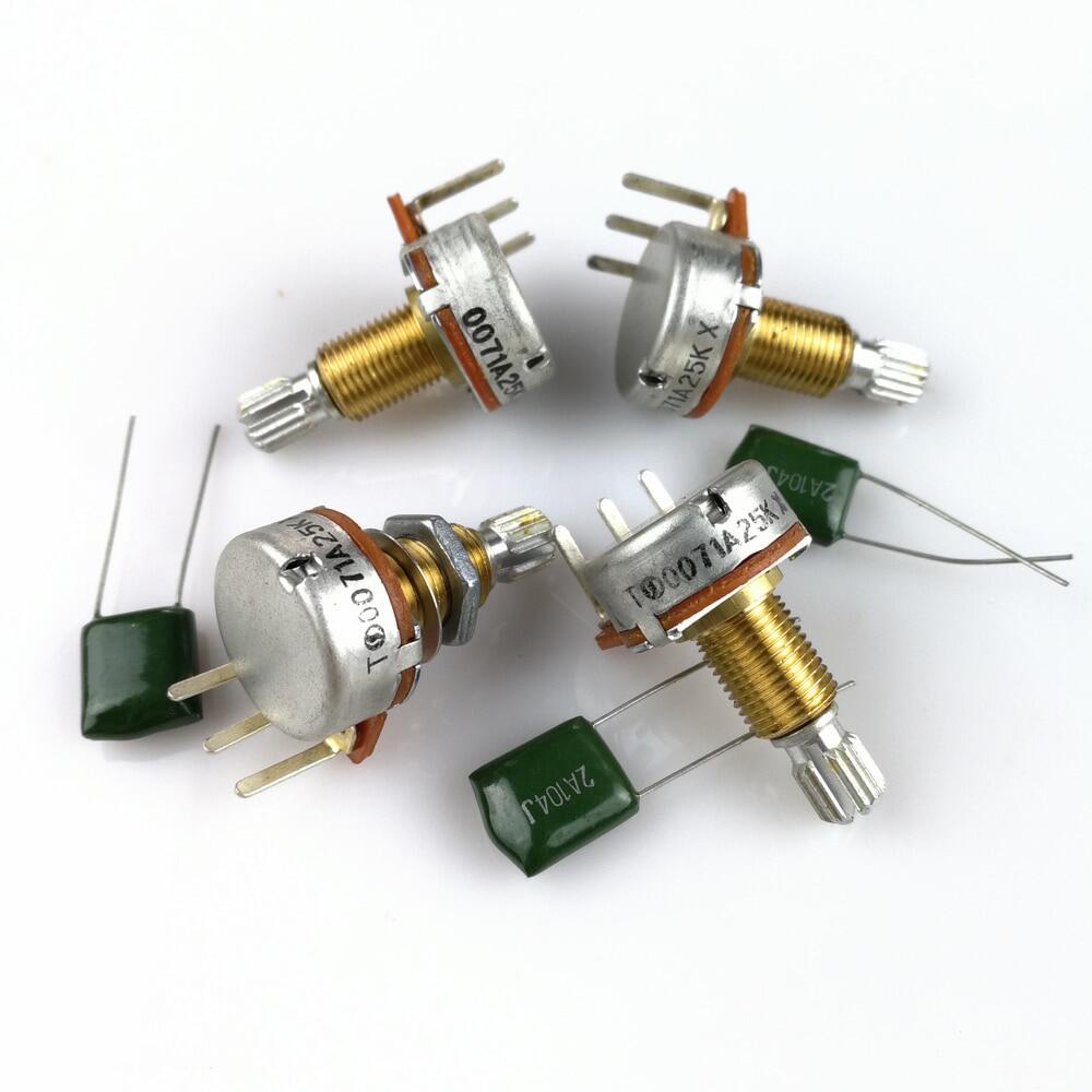 ST- 1 ชิ้นเพลาทองเหลือง A25K Potentiometer (POT) สําหรับกีตาร์ไฟฟ้าเบส Active Pickup TQ 25K