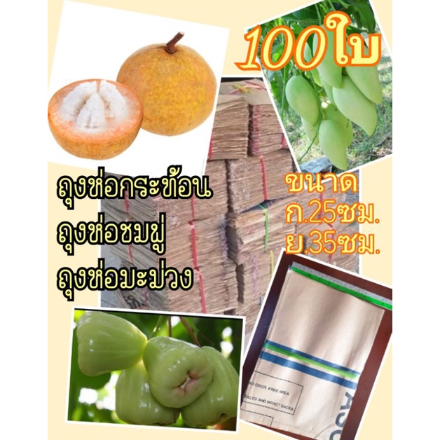 ถุงห่อผลไม้ 100ใบ กระท้อน ชมพู่ กระดาษห่อผลไม้