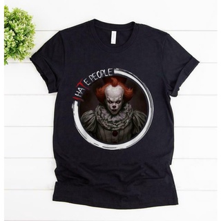 เสื้อยืดผ้าฝ้ายพิมพ์ลาย เสื้อยืดผ้าฝ้าย พิมพ์ลาย Pennywise IT I Hat3 People Halloween สําหรับผู้ชาย