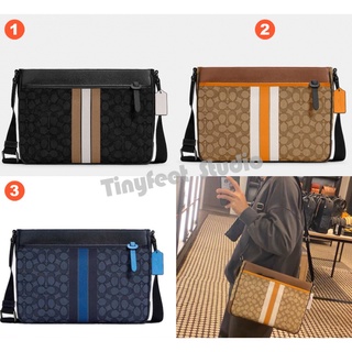 Coach C5291 Thompson Crossbody In Signature Jacquard With Varsity Stripe Women Men กระเป๋า