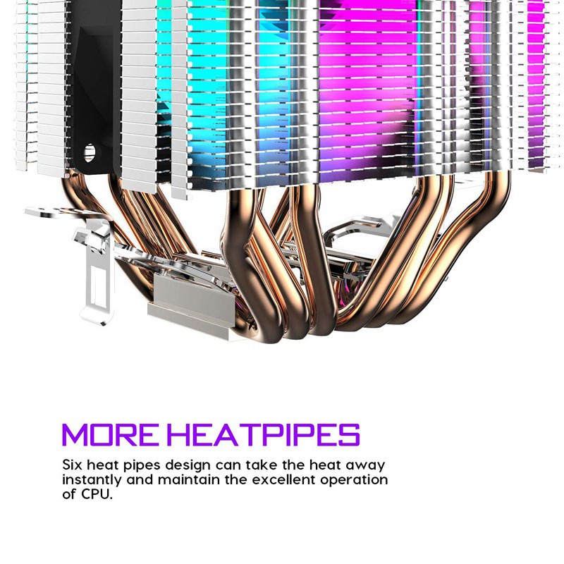 Cpu Air Cooler 6 Heat Pipes Twin-Tower Heatsink With 90Mm Rainbow Led ...