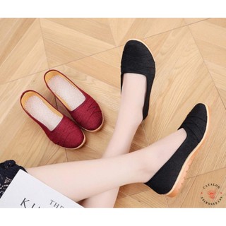 ◮Catalog shoes◮ รองเท้าผ้าใบ สลิปออน สีพื้น ผ้าใบแฟชั่นผู้หญิง  มี 2 สี เบอร์ 35-41