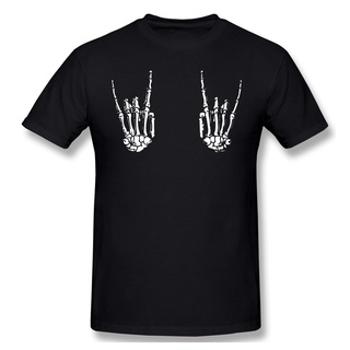 [S-5XL] เสื้อยืด ผ้าฝ้ายแท้ พิมพ์ลาย ROCK ON SKELETON HANDS สไตล์พังก์ ฮาราจูกุ สําหรับผู้ชาย