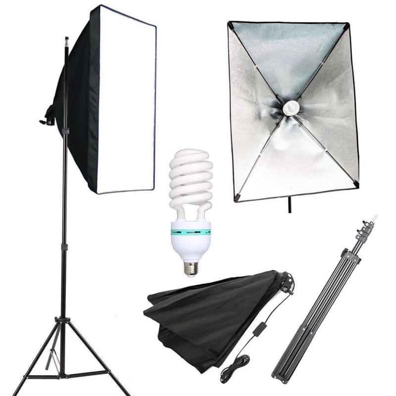 พร้อมส่ง ไฟสตูดิโอ Softbox หัวเดี่ยว ขนาด 50x70cm พร้อมขาตั้ง ไฟถ่ายรูป ชุดไฟสตูดิโอ สตูดิโอถ่ายภาพ ไฟต่อเนื่อง