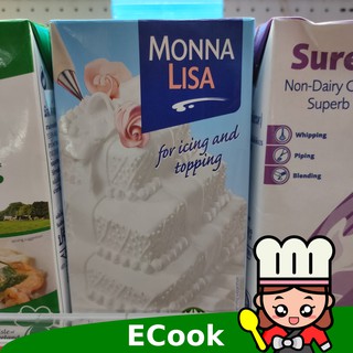 ecook มอนนา ลิซ่า ครีมเทียม ชนิด วิปปิ้งครีม ยูเอชที กล่องฟ้า 1L monna lisa uht non daily whipping cream