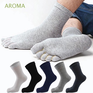 Aroma ถุงเท้าห้านิ้ว ผ้าฝ้าย ยืดหยุ่น ระบายอากาศ สีพื้น สําหรับเล่นกีฬา