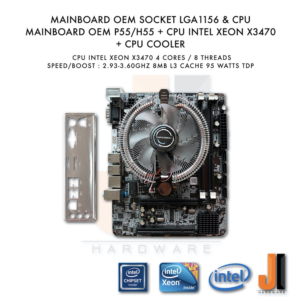 ชุดสุดคุ้ม Mainboard OEM P55/H55 (LGA 1156) + Intel Xeon X3470 2.93GHz + CPU Cooler (มือสอง)