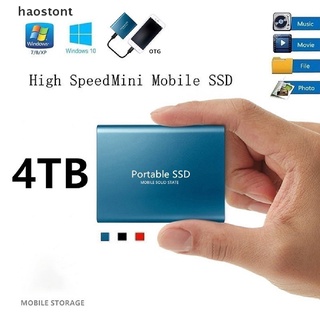 Haostont ฮาร์ดดิสก์มือถือ SSD 4TB 2TB 1TBGB Type C USB3.1 แบบพกพา TH