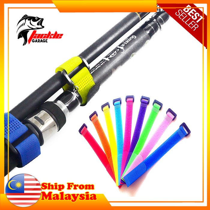 TACKLE GARAGE Fishing Tackle Rod Strap Velcrow Tie Holder Pengikat Rod หลากสี 11 สี