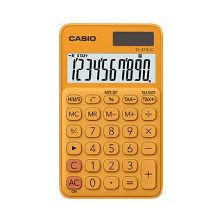 Casio Calculator เครื่องคิดเลข  คาสิโอ รุ่น  SL-310UC-RG แบบสีสัน ขนาดพกพา 10 หลัก สีส้ม