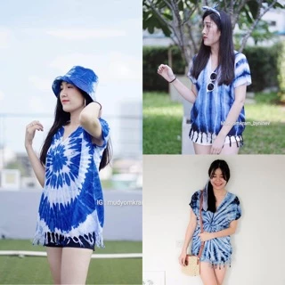 เสื้อมัดย้อม เข้ารูปพรางพุง ผ้านุ่มใส่สบาย ใส่ไปทะเล