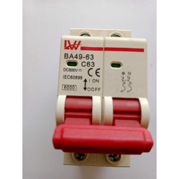 LW เบรกเกอร์ DC 2P 500V 63A DCเบรกเกอร์ 63A