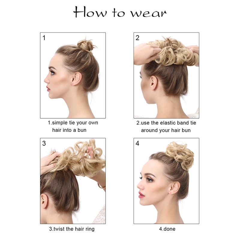 ต่อผมซาลาเปา ผมหยิกยุ่ง ยืดหยุ่น ผม Scrunchies แฮร์พีซสังเคราะห์ Chignon โดนัท อัพโด้ แฮร์พีช สําหรับผู้หญิง เด็กผู้หญิง