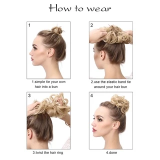 ต่อผมซาลาเปา ผมหยิกยุ่ง ยืดหยุ่น ผม Scrunchies แฮร์พีซสังเคราะห์ Chignon โดนัท อัพโด้ แฮร์พีช สําหรับผู้หญิง เด็กผู้หญิง