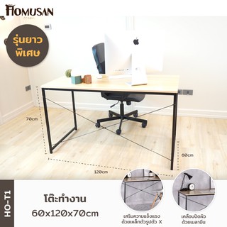 HOMUSAN โต๊ะทำงานไม้ โครงเหล็กHO-T1 ก60xย120xส70 CM. รับน้ำหนัก 150 kg