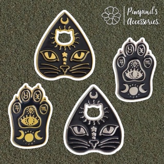 ʕ •ᴥ•ʔ ✿ พร้อมส่ง : เข็มกลัดเซ็ทหัวและเท้าแมวสไตล์โกธิค | Head &amp; Foot Cat Gothic Style Enamel Brooch Pin Set.