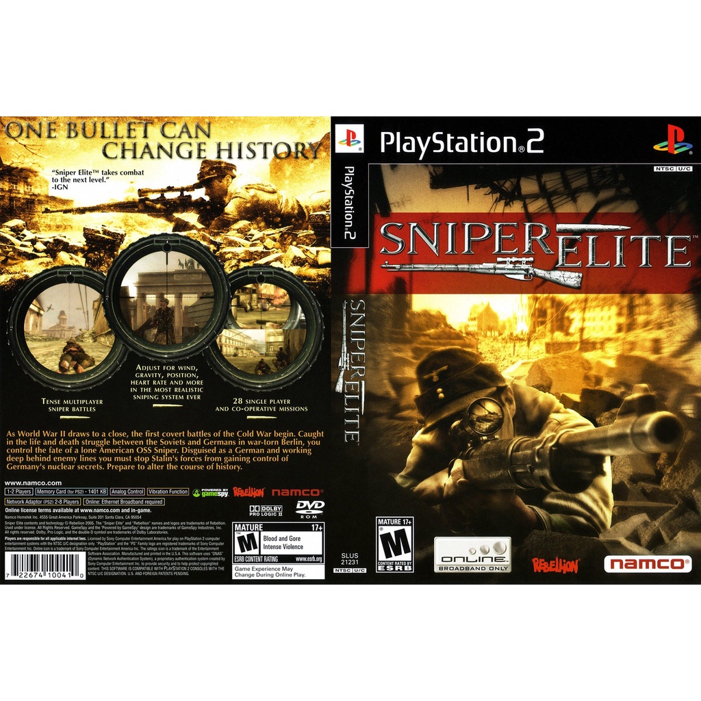 แผ่นเกมส์ PS2 Sniper Elite คุณภาพ ส่งไว (DVD)