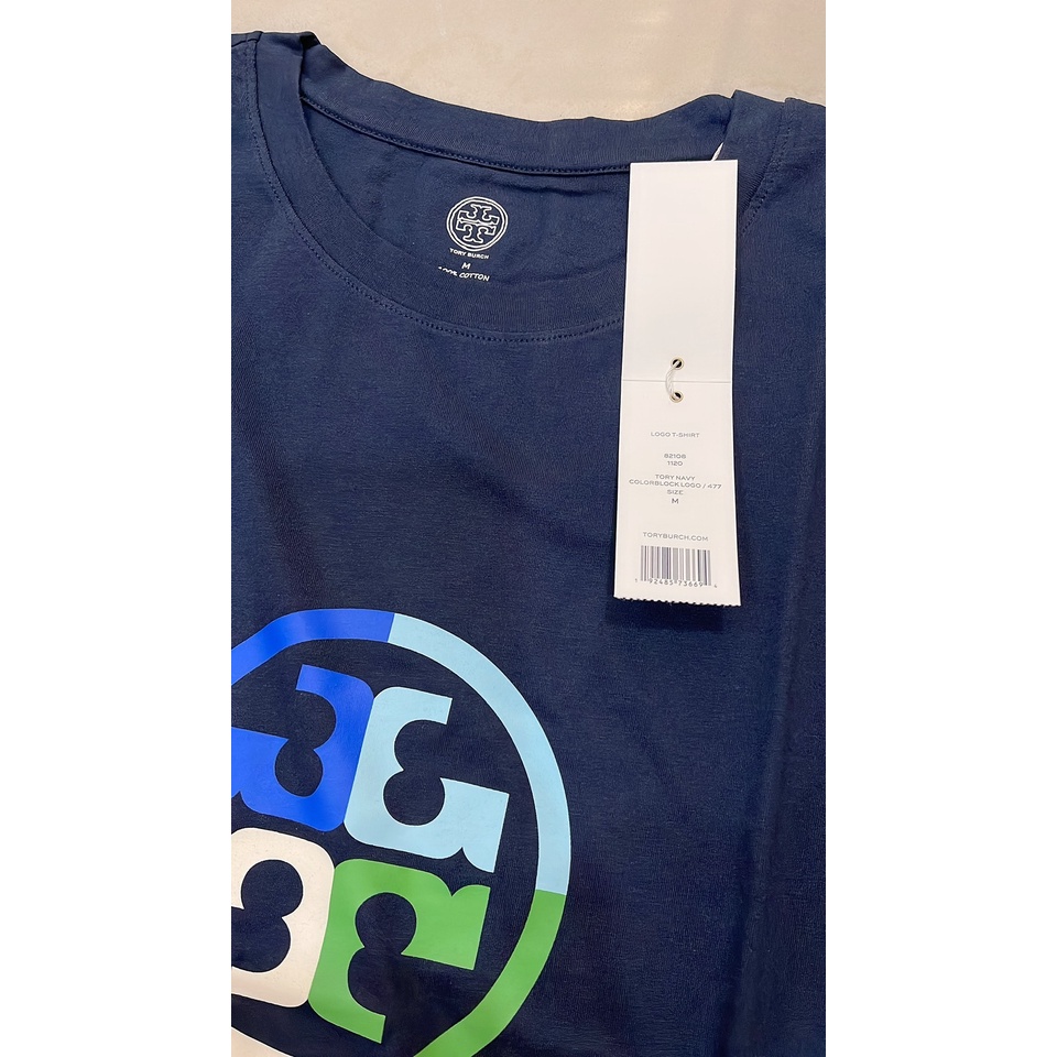 พร้อมส่ง 🔥🔥Sale 2999🔥🔥 เสื้อ Tory Burch Logo T-Shirt Colorblock Logo  Size S สีสวยน่ารัก | Shopee Thailand