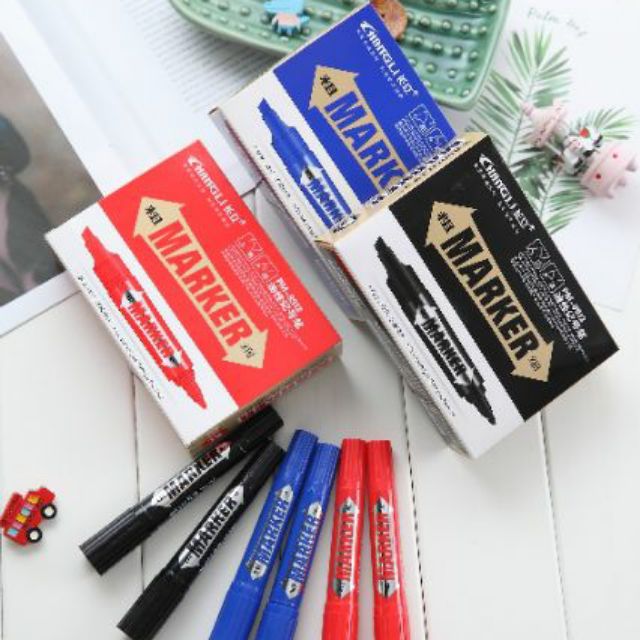 ปากกามาร์คเกอร์ ปากกาเคมี 2 หัว หมึกดี ยิ่งซื้อเยอะ ยิ่งถูก รุ่น PM-9913