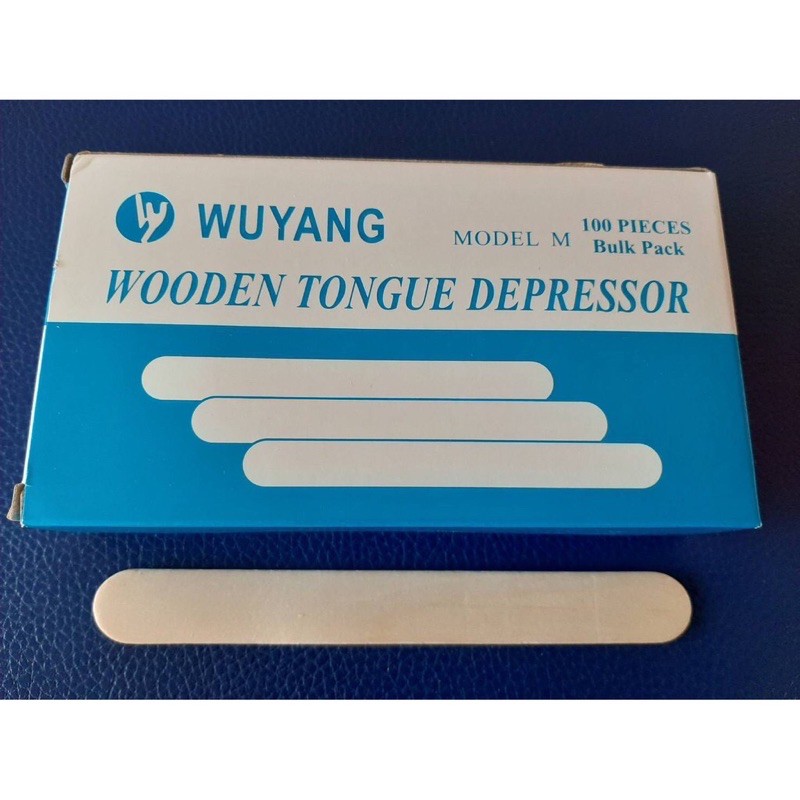 ไม้กดลิ้น ไม่สเตอร์ไรด์ 100 อันต่อกล่อง ยี่ห้อ WUYANG