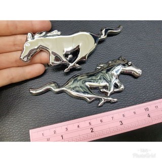 โลโก้ม้าคู่ขนาดใหญ่ 11 cm. สีโครเมี่ยม
