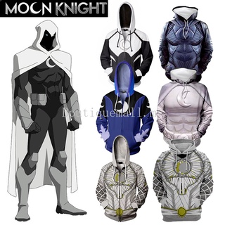 เสื้อแจ็กเก็ตกันหนาวลําลอง มีฮู้ด แต่งซิป ลายภาพยนตร์ Moon Knight Super Hero พร้อมหน้ากาก สําหรับผู้ชาย