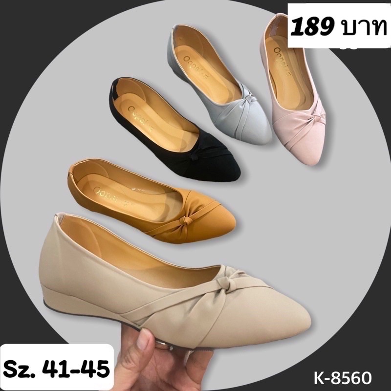 รองเท้าไซส์ใหญ่ คัชชูแต่งโบว์ 41-45 (ส้น 1 นิ้ว) ส้นตัน
