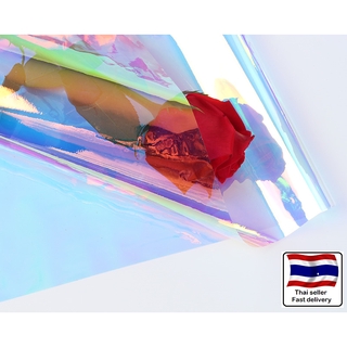 58 cm x 9 meter, 2 rolls,  Cellophane packing paper plain rainbow clear thick florist hamper gift wrap craft