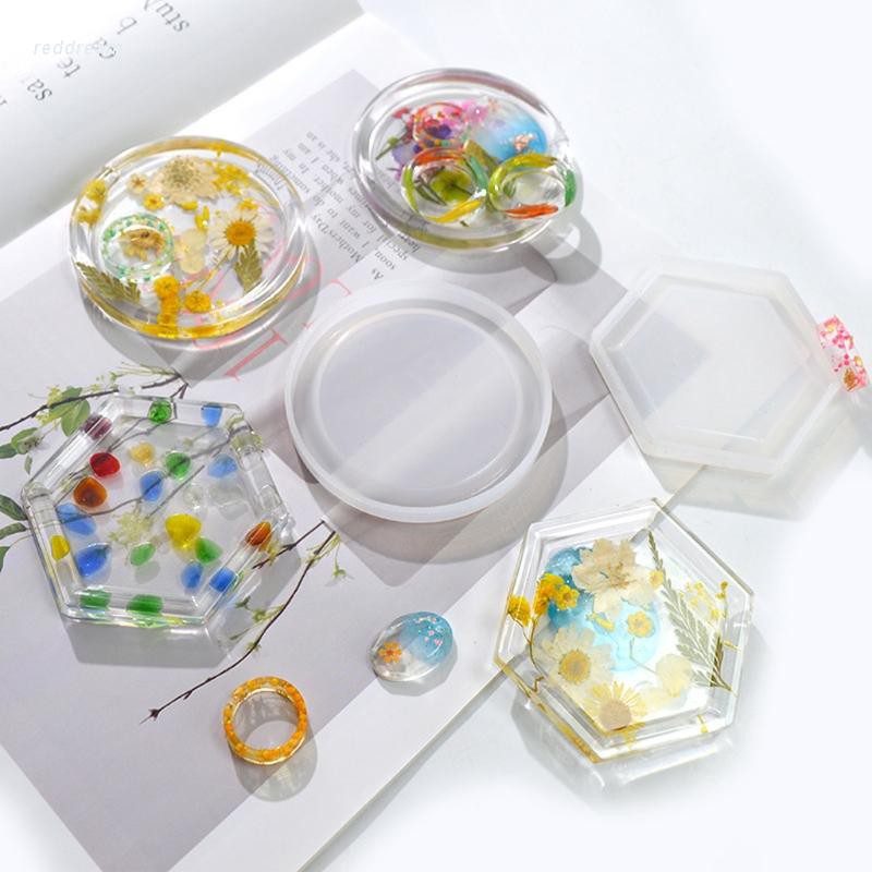 Round Hexagonal Dish Resin Mold Silicone Jewelry Tray oap Dish  Hold Molds