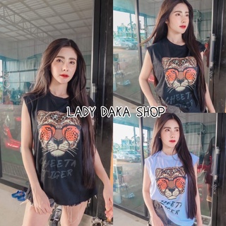 🧡LADY DAKA SHOP🧡 โคตรเท่ห์ เสื้อยืดแขนกุด สกรีนลายเท่ห์ๆ ใส่ได้ทั้งชายและหญิง
