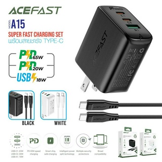 ACEFAST รุ่น A15 หัวชาร์จ แถมสาย ปลั๊กชาร์จ อะแดปเตอร์ ชาร์จเร็ว PD65W 1ช่องยูเอสบี 2ช่องไทป์ซี Fast Charge Wall Charger