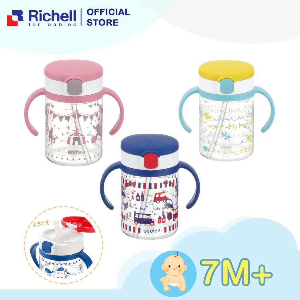RICHELL แก้วหลอดดูด Aqulea 200 มล