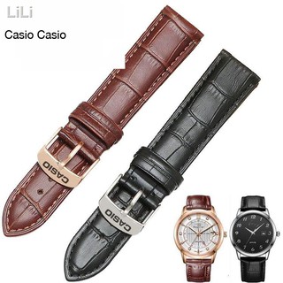 band สายนาฬิกาข้อมือ Casio สายหนังพร้อมอุปกรณ์เสริมหัวเข็มขัดสำหรับผู้ชายหญิง BEM-501 506 517 20 22 มม.