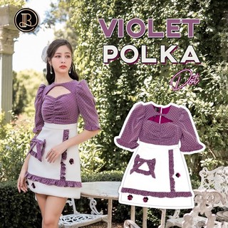 BLT BRAND : Violet Polka Dot : เดรสสีม่วงลายจุดน่ารัก 📌ตน.