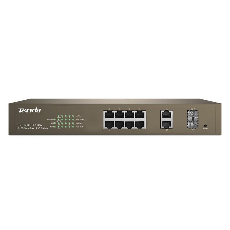 Tenda TEF1210P-8-150W 8-Port 10/100 PoE/2-Port Gigabit/2-Port SFP Web
