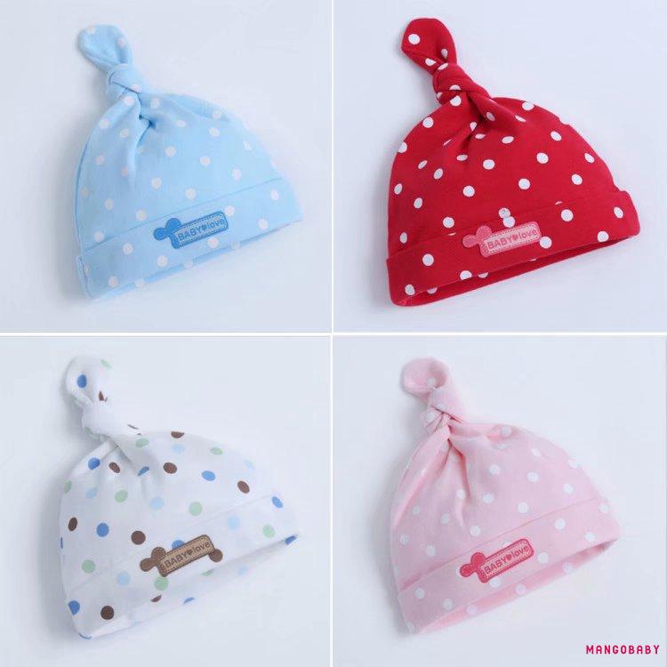 MG-Newborn Baby Cotton Hats Infant Soft Wave Point Winter Warm Beanies Cute Twist Knot Cap Head Wrap