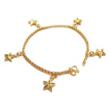 TANITTgems สร้อยข้อมือประดับตุ้งติ้งดาวทองคำแท้ 18K หนา 5 ไมครอน รุ่น TNBG009 - Gold