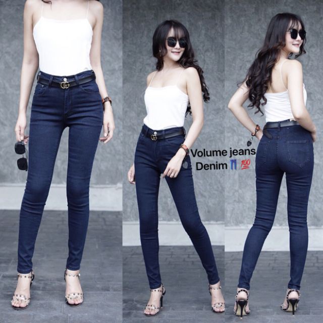 👖กางเกงยีนส์🔥ทรงสกินนี่🍎สีเข้มสวยDark mindnight blue jeans📌📌