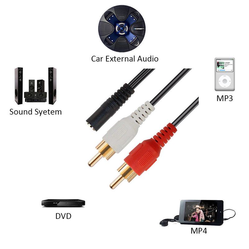 สายสัญญาณเสียงสเตอริโอ แจ็ค Aux 2-RCA ตัวผู้ เป็นตัวเมีย รูปที่ 3