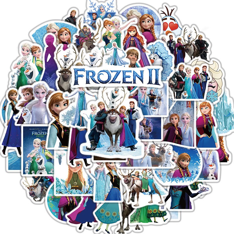 สติกเกอร์ไวนิล ลาย Frozen DISNEY กันน้ํา สําหรับติดตกแต่งขวดน้ํา สเก็ตบอร์ด แล็ปท็อป กระเป๋าเดินทาง กีตาร์ 50 ชิ้น