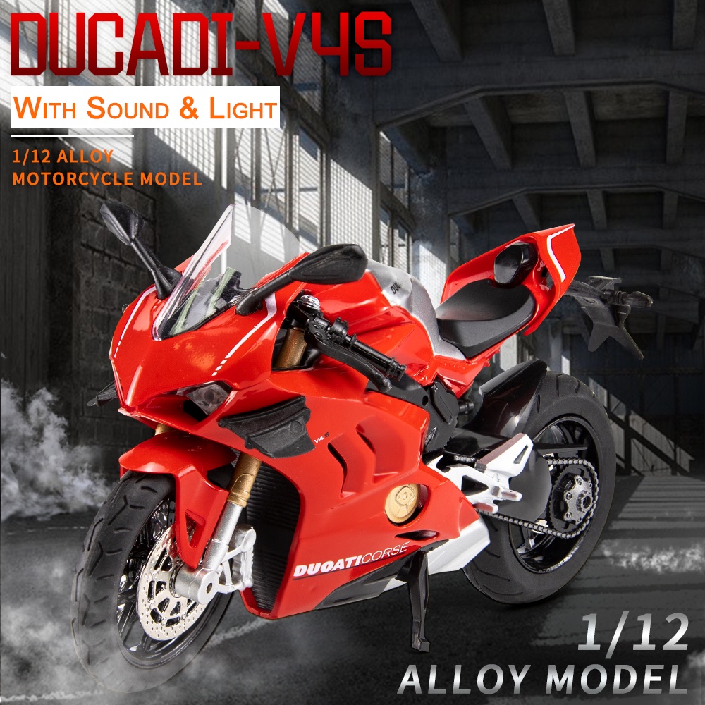 1:12 Scale Ducati V4s CFMOTO 250Sr Alloy Diecast Motorcycle Model พร้อมแสงเสียงสะสม