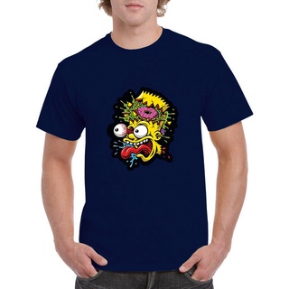 Tee เสื้อขาว - เสื้อยืด BART SIMPSONS CRAZY เสื้อออกแบบตัวละครแขนสั้น Unisex สําหรับผู้ชายผู้หญิง