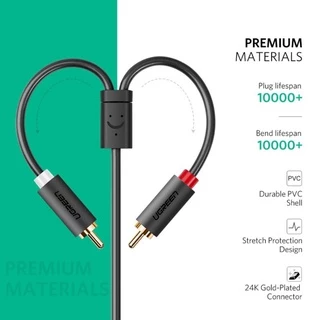 UGREEN รุ่น 10561 สายเคเบิ้ล 2RCA Male to Aux 3.5mm Female ความยาว 25cm สำหรับเครื่องเสียง โฮมเธียเตอร์ เฮดโฟน