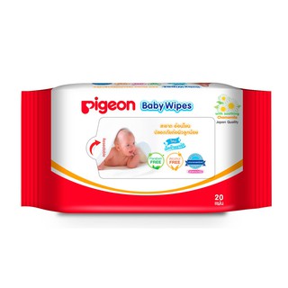 [สินค้าสมนาคุณงดจำหน่าย] Pigeon พีเจ้น เบบี้ไวพส์ สูตรคาโมมายล์ ผ้าหนานุ่ม 20 ชิ้น